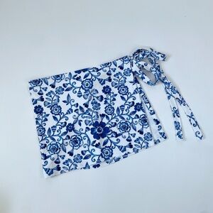 Floral Blue and White Swim Sarong